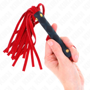 Kink Impact & Touch-Mini-Peitsche aus Wildleder Rot 30 cm