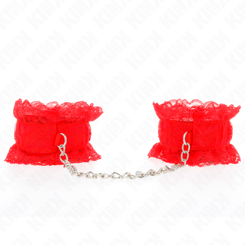 Kink Wrist Restraint-Elastische Armbänder in Spitze, rot · Bondage & Handschellen (Bild 2)