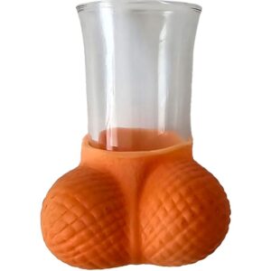 Diablo Picante-Schnapsglas aus Glas mit Hoden Hautfarben