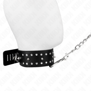 Kink Collar & Gag-Halskette mit Leine 65 cm mit silbernen Zielen Modell 1 · Bondage & Handschellen (Bild 3)