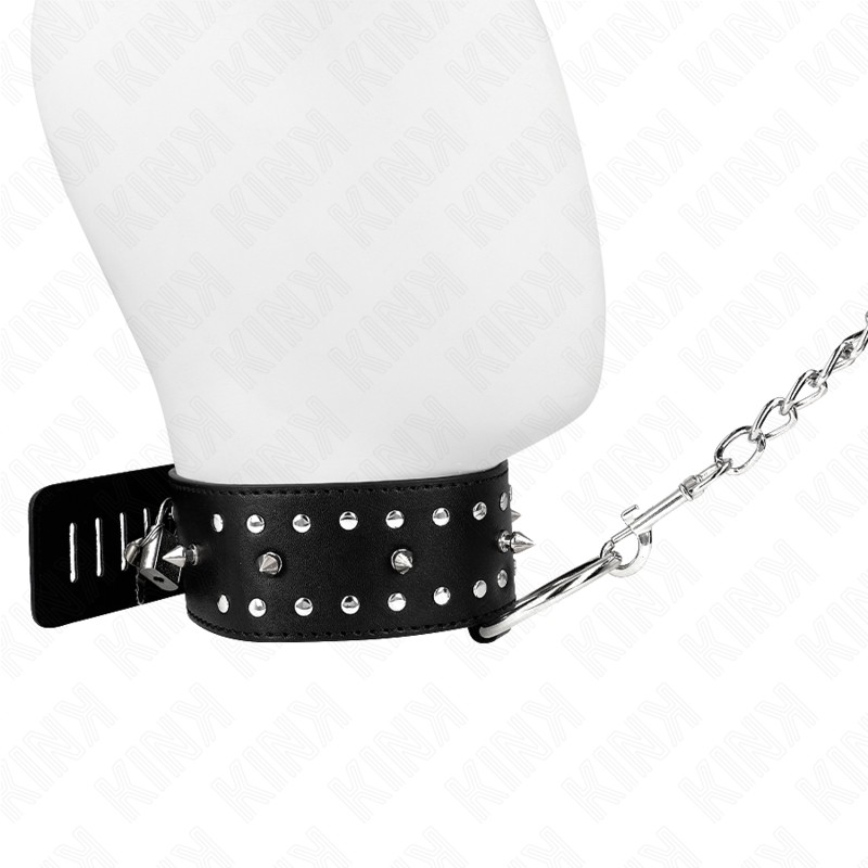 Kink Collar & Gag-Halskette mit Leine 65 cm mit silbernen Zielen Modell 1 · Bondage & Handschellen (Bild 3)