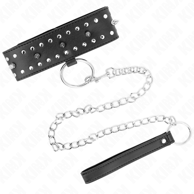 Kink Collar & Gag-Halskette mit Leine 65 cm mit silbernen Zielen Modell 1 · Bondage & Handschellen (Bild 4)