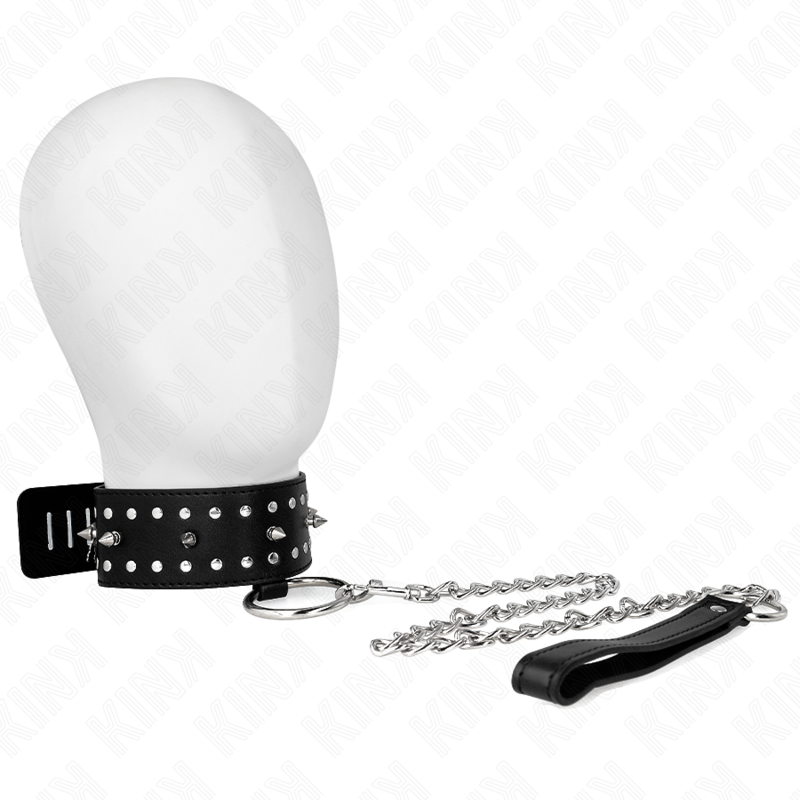 Kink Collar & Gag-Halsband mit Leine 65 cm mit Silbernieten Modell 1
