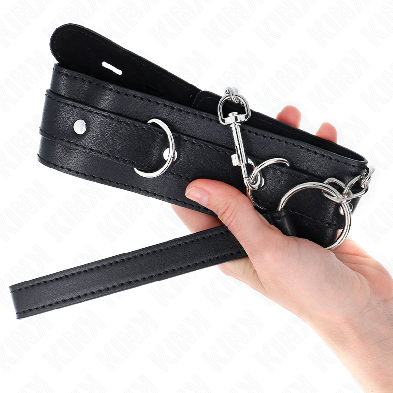 Kink Collar & Gag-Halskette mit Armband 65 cm mit Harness Schwarz 54 X 4.5 cm · Bondage & Handschellen (Bild 4)