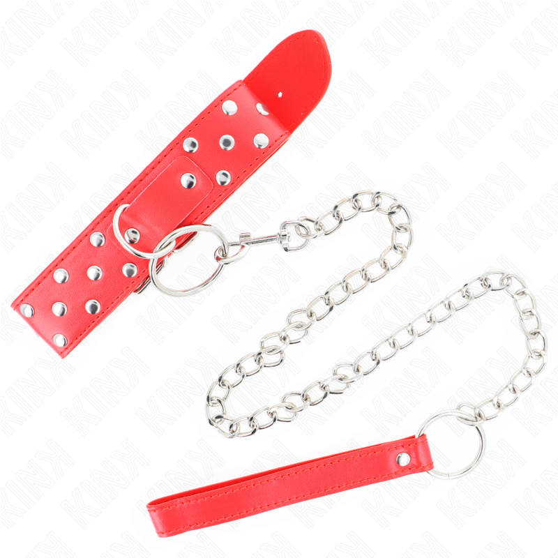 Kink Collar & Gag-Halskette mit Nacht, Ring und Armband 65 cm Rot · Bondage & Handschellen (Bild 4)