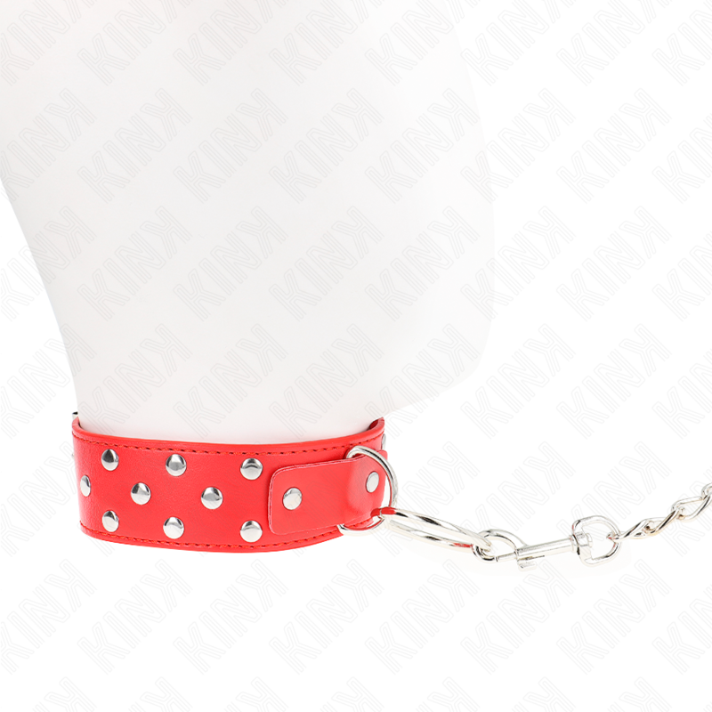 Kink Collar & Gag-Halskette mit Nacht, Ring und Armband 65 cm Rot · Bondage & Handschellen (Bild 2)