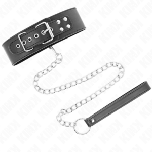 Kink Collar & Gag-Basic Halskette mit Leine 65 cm Modell 0-Metal · Bondage & Handschellen (Bild 3)