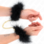Kink Wrist Restraint-Griffe mit Federn und Gold Kette · Bondage & Handschellen