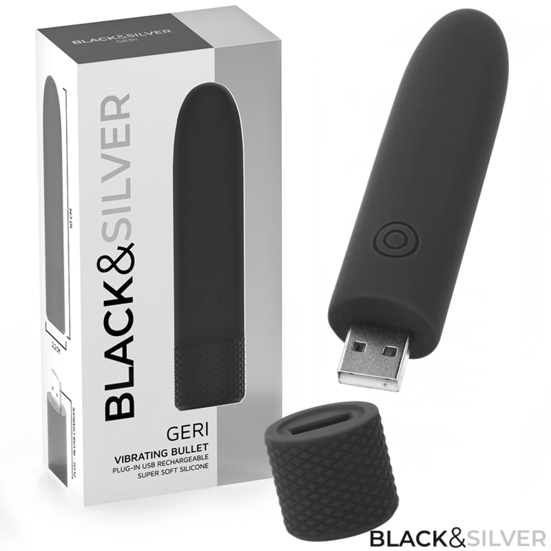 Black&silver-Geri USB wiederaufladbarer Bullet-Vibrator 8 Vibrationsstufen