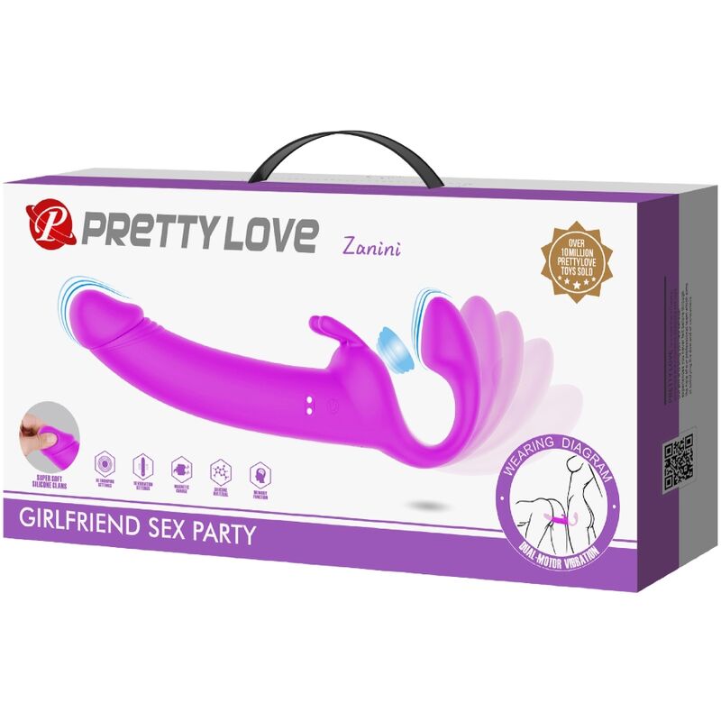 High Tech-Zanini Strapless Strap-on 10 Lila-Silikon-Vibrationen, 10 · Sextoys (Bild 6)