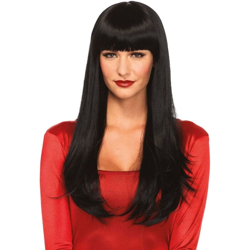 Leg Avenue Accessories-Bangin Lange glatte Perücke mit Pony Schwarz