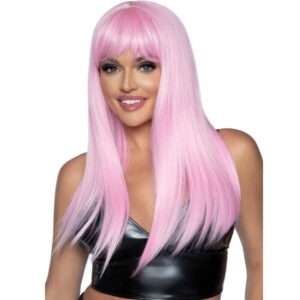 Leg Avenue Accessories-Lange glatte Perücke mit Pony, Rosa