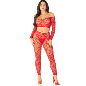 Leg Avenue Bodystockings-Crop Top + Rote Strümpfe, One Size · Spicy Dessous & Bodystockings