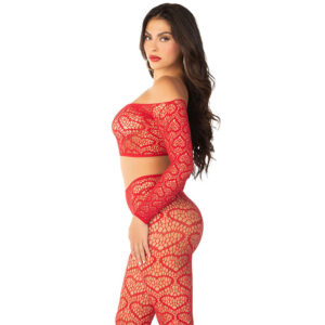 Leg Avenue Bodystockings-Crop Top + Rote Strümpfe, One Size · Spicy Dessous & Bodystockings (Bild 2)