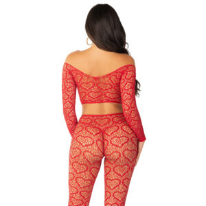 Leg Avenue Bodystockings-Crop Top + Rote Strümpfe, One Size · Spicy Dessous & Bodystockings (Bild 4)