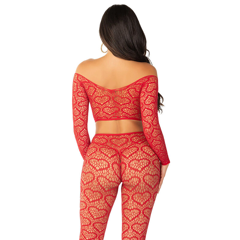 Leg Avenue Bodystockings-Crop Top + Rote Strümpfe, One Size · Spicy Dessous & Bodystockings (Bild 4)