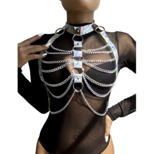 Subblime Fetish-953737 Brust-Harness mit Ringen und Ketten
