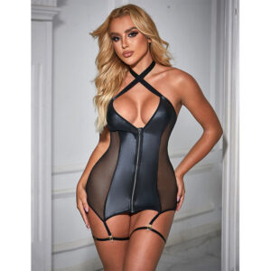 Subblime Dresses-954451 Kleid Mesh Sexy Leder Schwarz L/XL · Spicy Dessous & Bodystockings (Bild 2)