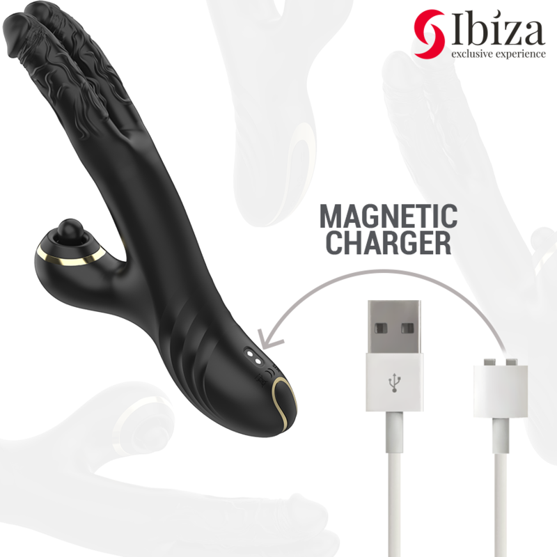 Ibiza-Two Dragons Double Vibrator Schwarz-Silikon · Vibratoren (Bild 5)