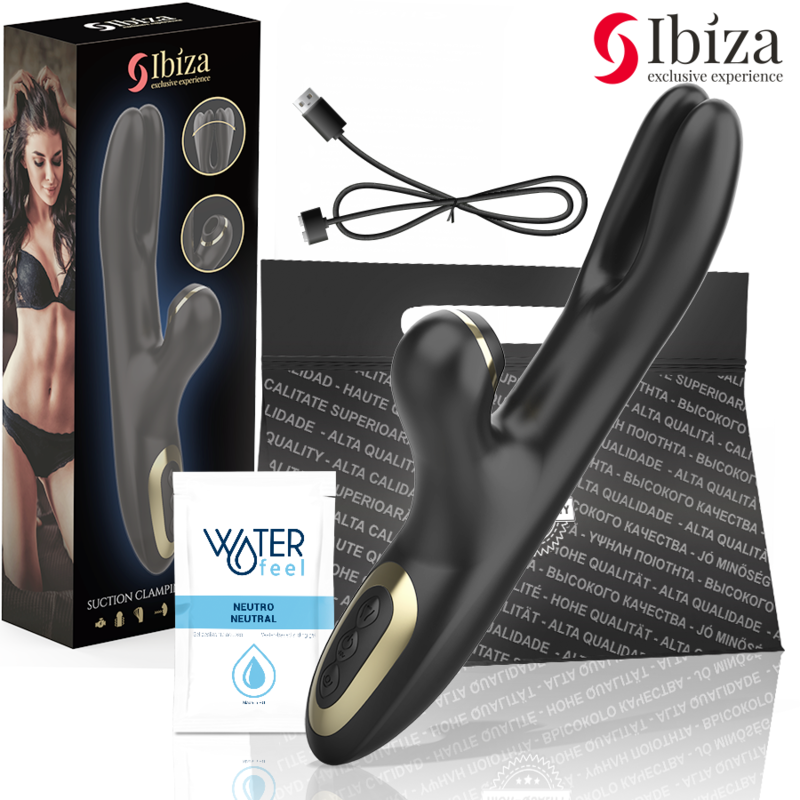 Ibiza Technology-Double Clamping Vibrator Schwarz-Silikon