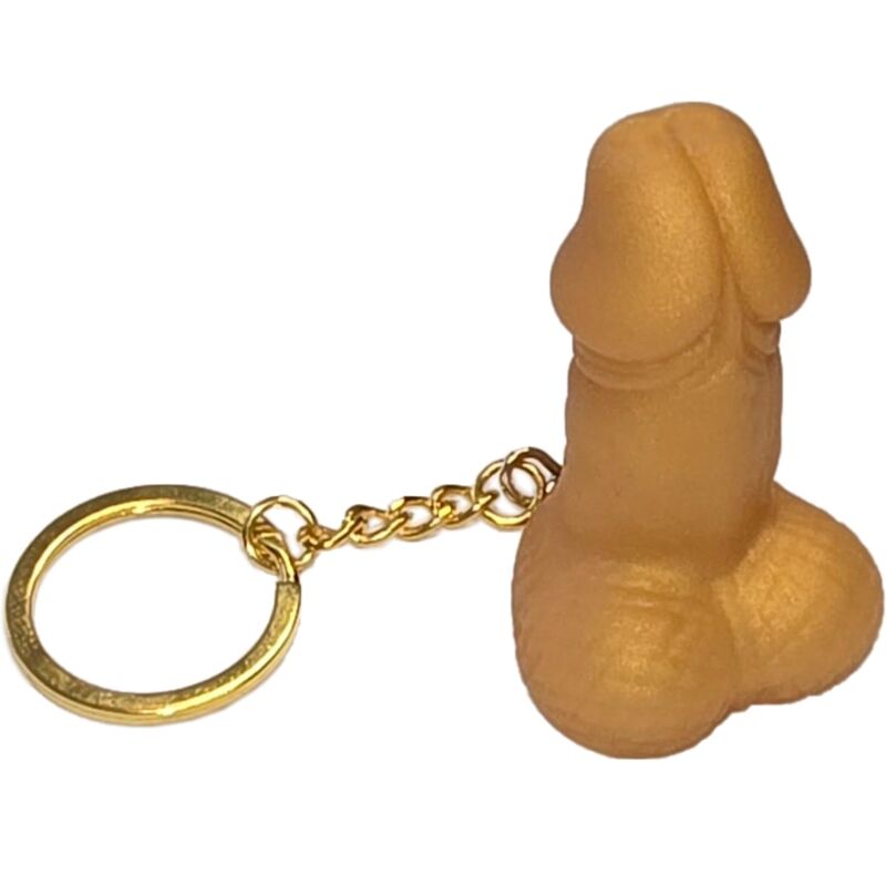 Diablo Picante-Gold-Metal Penis geformte Schlüsselanhänger · Scherzartikel