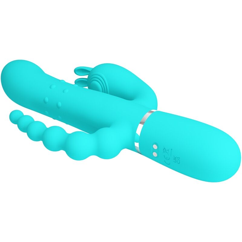 High Tech-Cammy 4 in 1 Triple Rabbit Vibrator Blau-Silikon · Vibratoren (Bild 2)