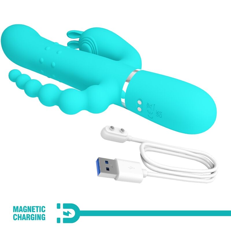 High Tech-Cammy 4 in 1 Triple Rabbit Vibrator Blau-Silikon · Vibratoren (Bild 6)