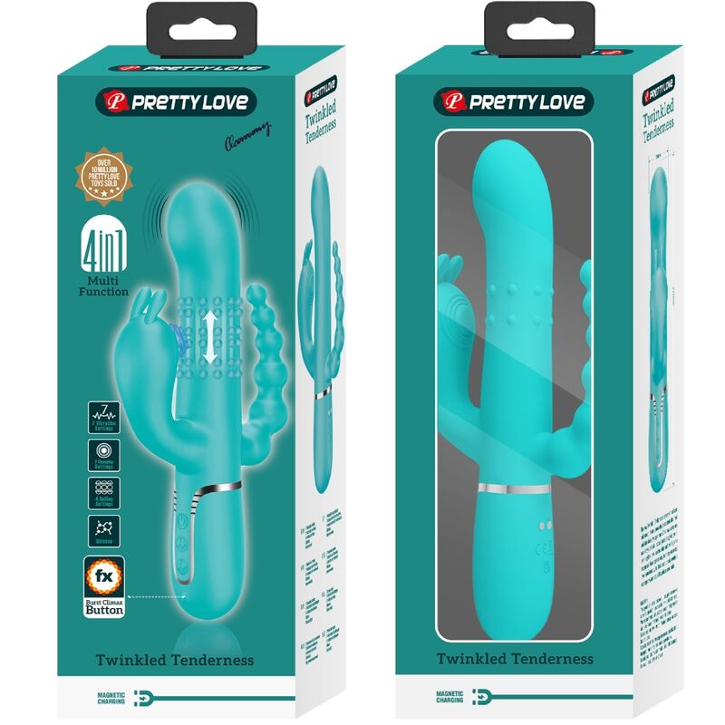 High Tech-Cammy 4 in 1 Triple Rabbit Vibrator Blau-Silikon · Vibratoren (Bild 7)