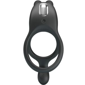 For Him-Seth Vibrationsring Double Kaninchen 7 Schwarz-Silikon Vibrationen · Sextoys