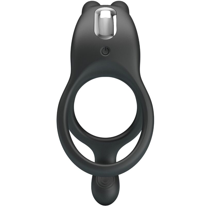 For Him-Seth Vibrationsring Double Kaninchen 7 Schwarz-Silikon Vibrationen · Sextoys