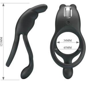 For Him-Seth Vibrationsring Double Kaninchen 7 Schwarz-Silikon Vibrationen · Sextoys (Bild 6)