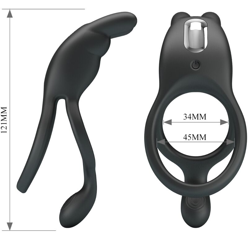 For Him-Seth Vibrationsring Double Kaninchen 7 Schwarz-Silikon Vibrationen · Sextoys (Bild 6)