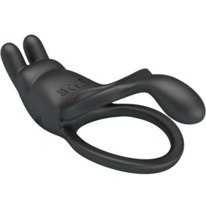 For Him-Seth Vibrationsring Double Kaninchen 7 Schwarz-Silikon Vibrationen · Sextoys (Bild 4)