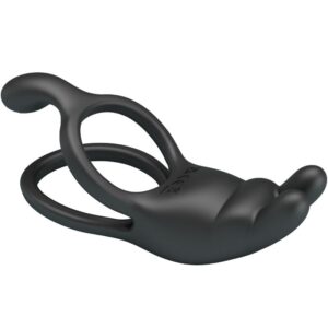 For Him-Seth Vibrationsring Double Kaninchen 7 Schwarz-Silikon Vibrationen · Sextoys (Bild 5)