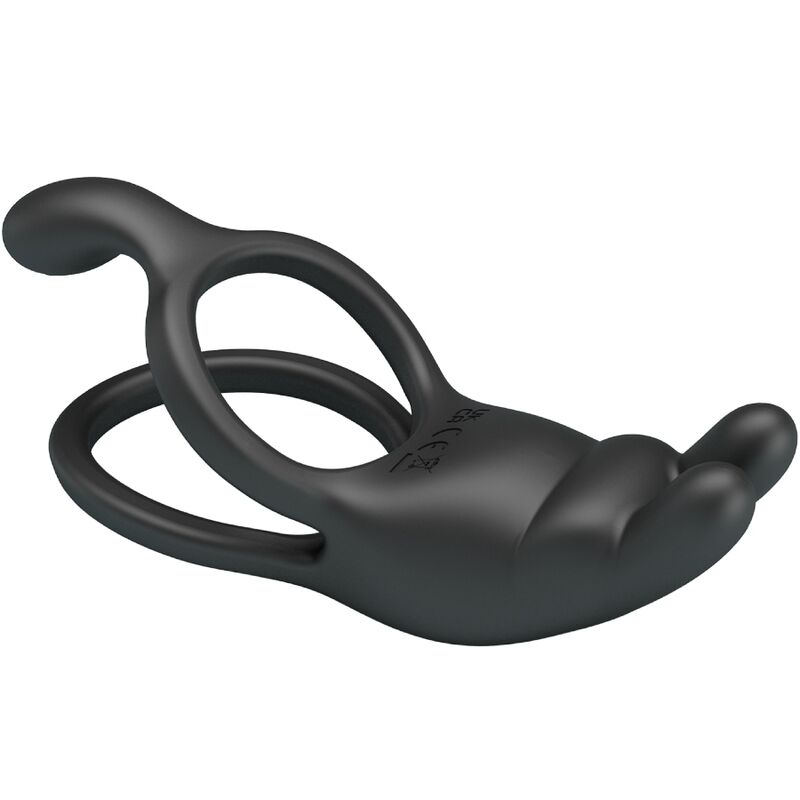 For Him-Seth Vibrationsring Double Kaninchen 7 Schwarz-Silikon Vibrationen · Sextoys (Bild 5)