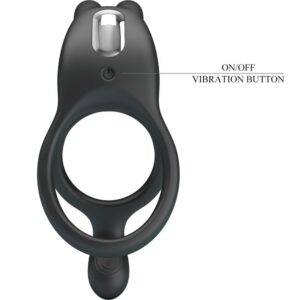 For Him-Seth Vibrationsring Double Kaninchen 7 Schwarz-Silikon Vibrationen · Sextoys (Bild 7)