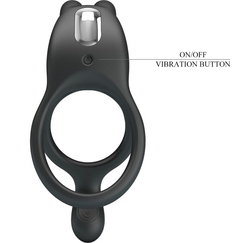 For Him-Seth Vibrationsring Double Kaninchen 7 Schwarz-Silikon Vibrationen · Sextoys (Bild 7)