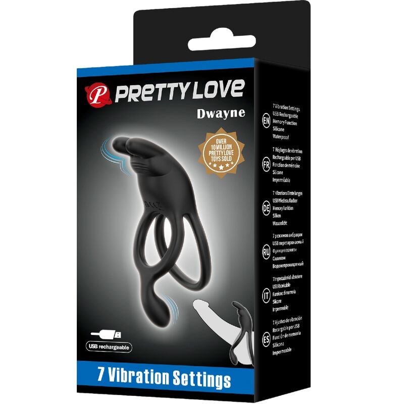 For Him-Seth Vibrationsring Double Kaninchen 7 Schwarz-Silikon Vibrationen · Sextoys (Bild 9)