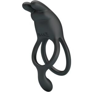 For Him-Seth Vibrationsring Double Kaninchen 7 Schwarz-Silikon Vibrationen · Sextoys (Bild 3)