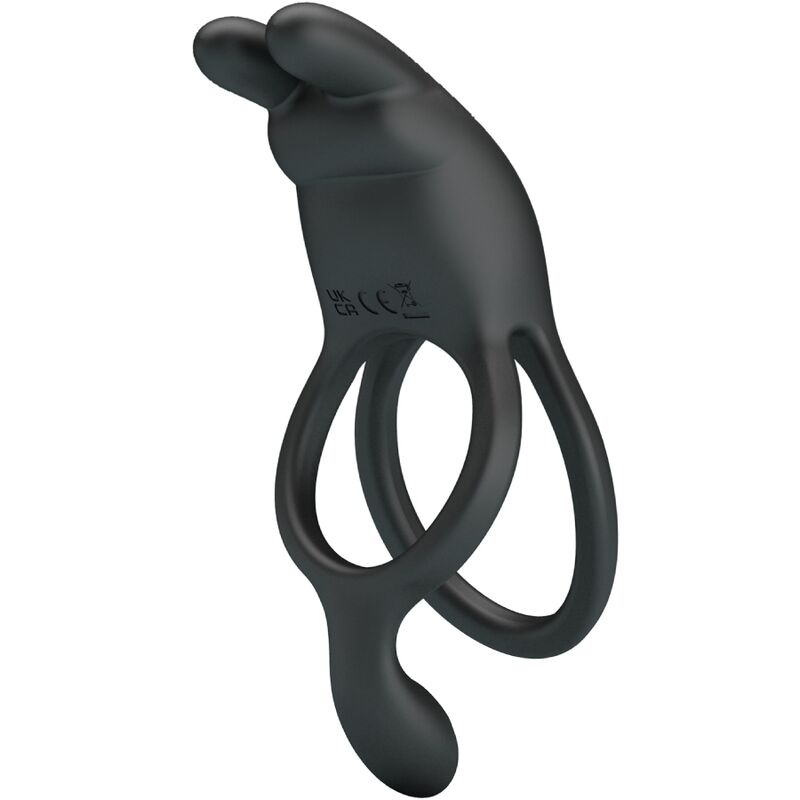 For Him-Seth Vibrationsring Double Kaninchen 7 Schwarz-Silikon Vibrationen · Sextoys (Bild 3)