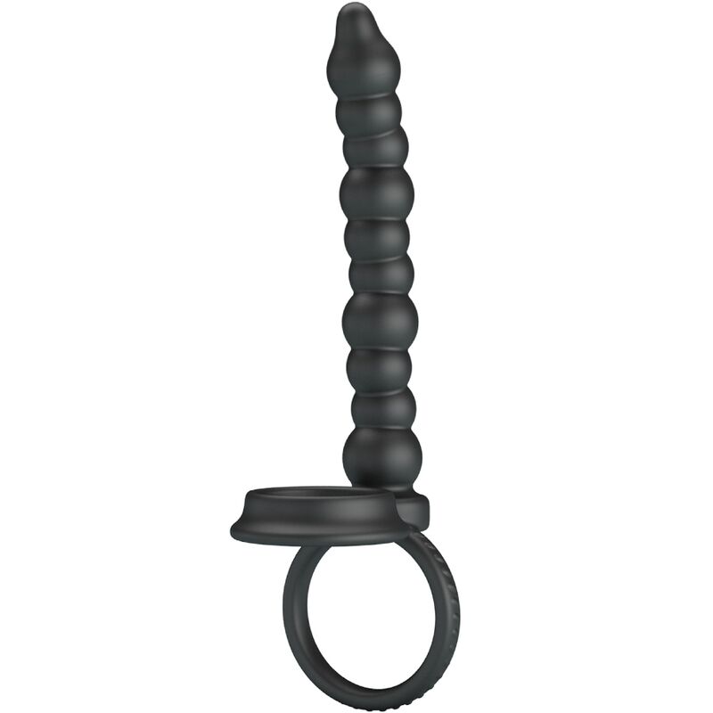 For Him-Dillion Penisring mit doppelter Penetration, Schwarz-Silikon · Sextoys (Bild 2)