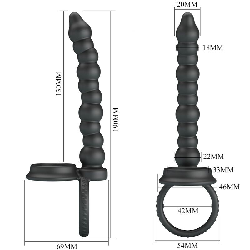 For Him-Dillion Penisring mit doppelter Penetration, Schwarz-Silikon · Sextoys (Bild 4)