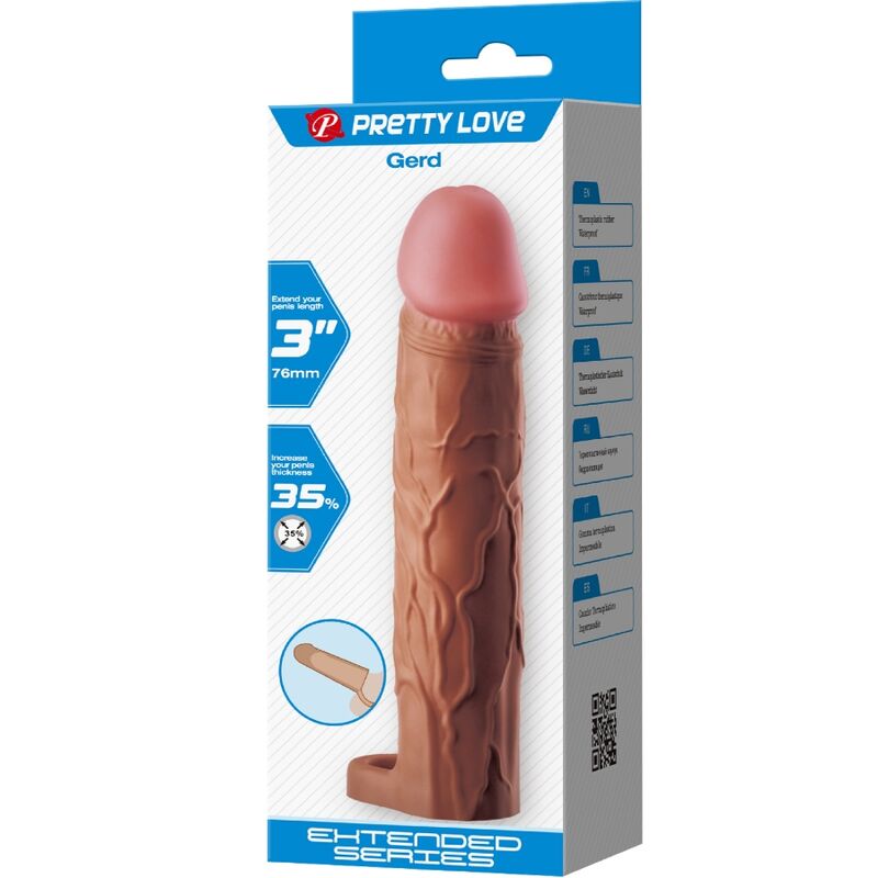 For Him-Himbeere Penishülle mit Verlängerung 7,6 cm Mulatto-TPR · Sextoys (Bild 8)