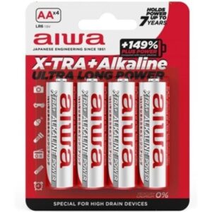 Aiwa-X-tra Alkaline-Batterien AA LR6 Blister*4-wiederaufladbar