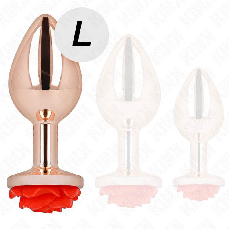 Kink Pleasure Plugs-Analplug Pink Gold mit Rosa Rot, L-Metal · BDSM-Zubehör (Bild 3)