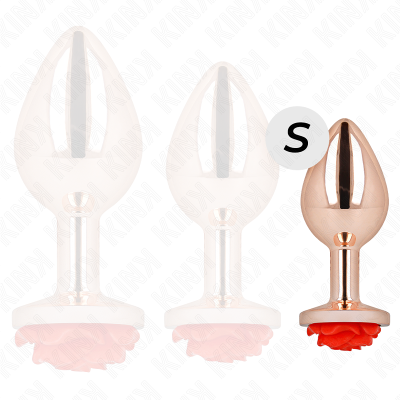 Kink Pleasure Plugs-Analplug Rose Gold mit Rosa Rot, S-Metal · BDSM-Zubehör (Bild 4)