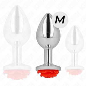 Kink Pleasure Plugs-Analplug Rose Red Size M-Metal, Wasserdicht · BDSM-Zubehör (Bild 4)