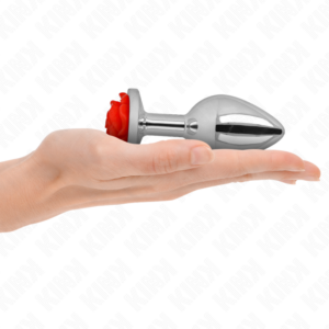 Kink Pleasure Plugs-Analplug mit roter Rose, Größe L-Metall