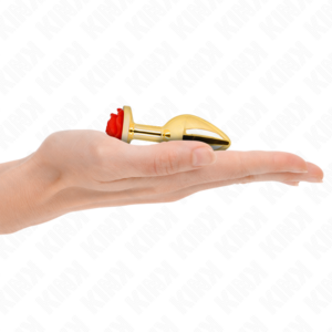 Kink Pleasure Plugs-Analplug Gold mit roter Rose, Größe