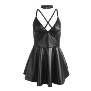 Subblime Dresses-955380 Schwarz Leder Nachlässigkeit Pu mit Gurten · Spicy Dessous & Bodystockings (Bild 5)